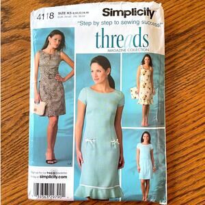 UNCUT 2010s Simplicity 4118 Sewing Pattern Womens XXS-M Petite Dress & Clutch